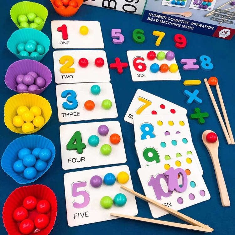 Children Number and Color Matching Clip Beads Enlightenment Teaching Aids Puzzle Early Education ...