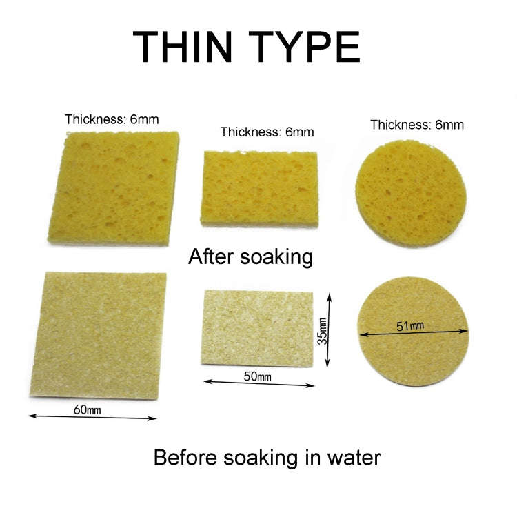 Soldering Iron Tin Remover Cleaning Cotton Wood Pulp Sponge,Spec: Thin Square 6x6cm, Thin Square ...