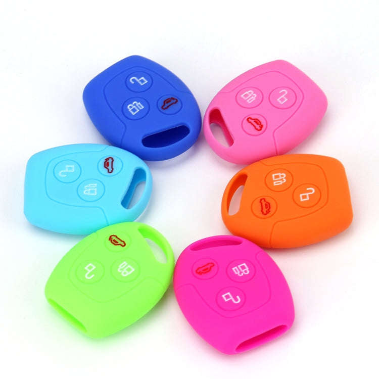 For Ford Transit/Focus 2pcs 3-Button Silicone Key Protector, Rose Red, Pink, Orange, Sea ??Blue, ...