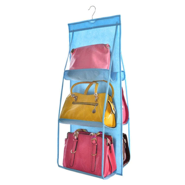 B05005 Double Sided 6 Pocket Hanging Bag Non-woven Fabric Hanging Handbag Organizer, B05005 Purpl...