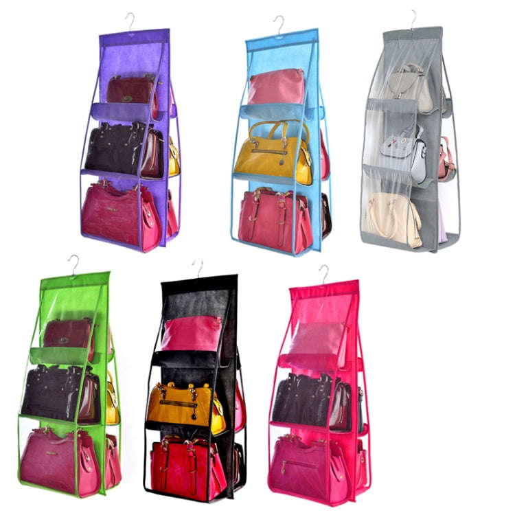 B05005 Double Sided 6 Pocket Hanging Bag Non-woven Fabric Hanging Handbag Organizer, B05005 Purpl...