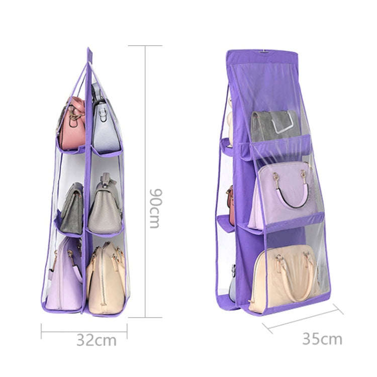 B05005 Double Sided 6 Pocket Hanging Bag Non-woven Fabric Hanging Handbag Organizer, B05005 Purpl...