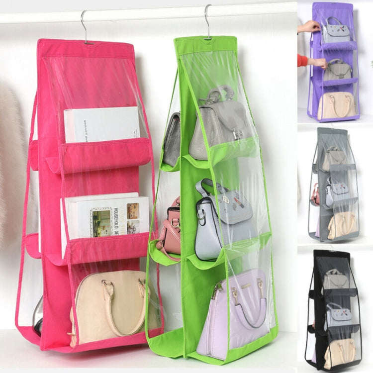 B05005 Double Sided 6 Pocket Hanging Bag Non-woven Fabric Hanging Handbag Organizer, B05005 Purpl...