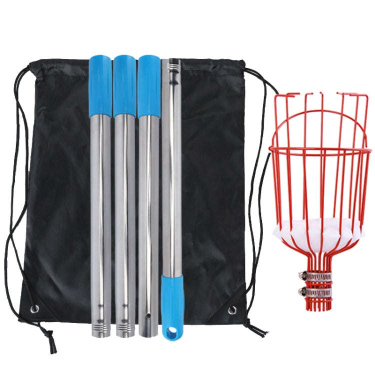 Stainless Steel Aerial Fruit Picker Fruit Picking Tools, With Rod 4 Sections 1.6m, With Rod 6 Sec...