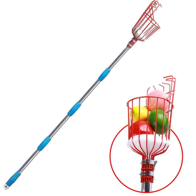 Stainless Steel Aerial Fruit Picker Fruit Picking Tools, With Rod 4 Sections 1.6m, With Rod 6 Sec...