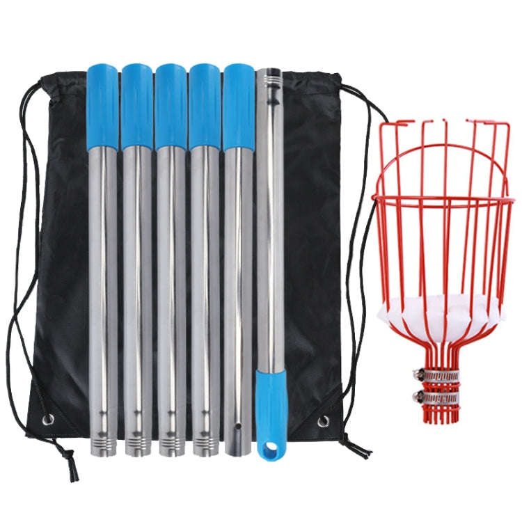 Stainless Steel Aerial Fruit Picker Fruit Picking Tools, With Rod 4 Sections 1.6m, With Rod 6 Sec...