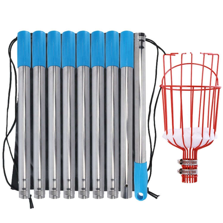 Stainless Steel Aerial Fruit Picker Fruit Picking Tools, With Rod 4 Sections 1.6m, With Rod 6 Sec...