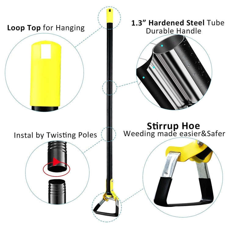 MYL-10 Stirrup Ring Weeding Hoes Garden Tools, 3 Sections 1.2m, 4 Sections 1.6m, 5 Sections 2.0m,...