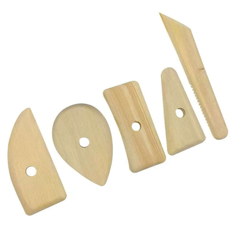 Wooden Skeleton Knife Pottery Scraper Handmade Tools, 5pcs/set