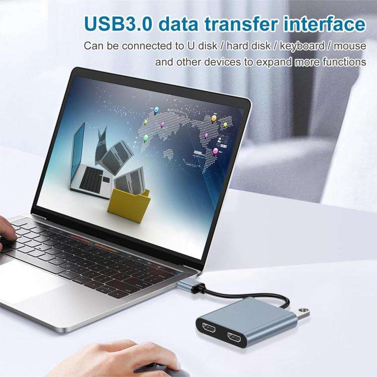 USB 3.0 To Dual HDMI, USB, USB-C / Type-C  High Definition Converter 4K USB Same Screen Extender,...
