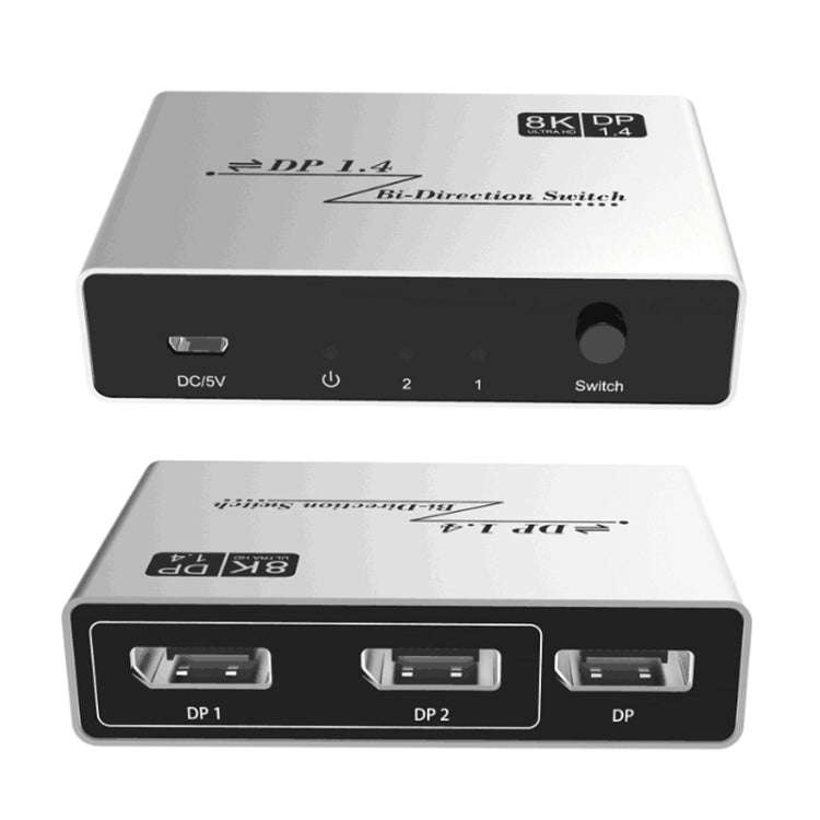 8K 60HZ 1.4V 2 In 1 Out DP Bidirectional Switcher, 8K Switcher(Grey)