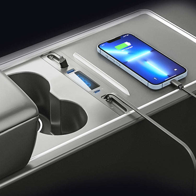 For Tesla Model 3 / Y 27W Quick Interior Charger Intelligent USB-C/Type-C Docking Station HUB, PT...