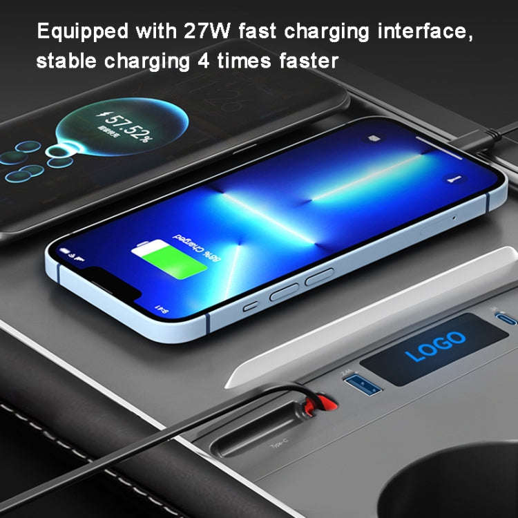 For Tesla Model 3 / Y 27W Quick Interior Charger Intelligent USB-C/Type-C Docking Station HUB, PT...
