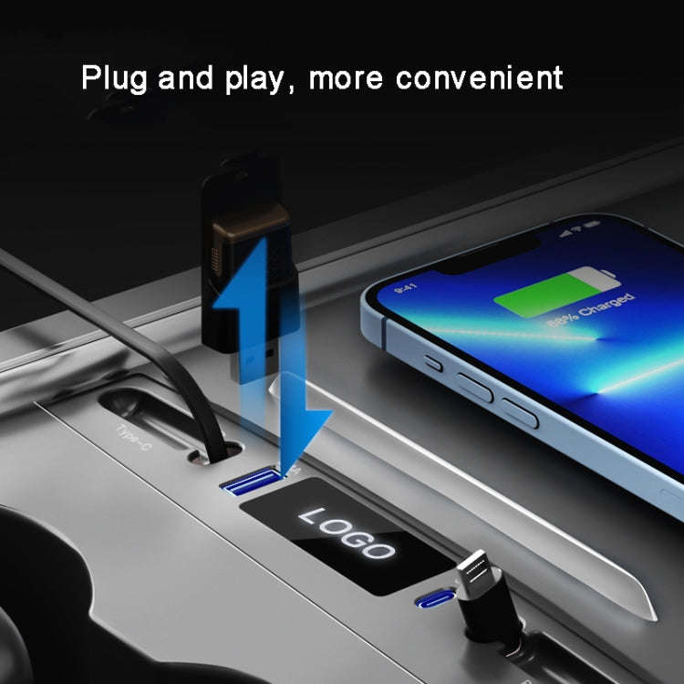 For Tesla Model 3 / Y 27W Quick Interior Charger Intelligent USB-C/Type-C Docking Station HUB, PT...