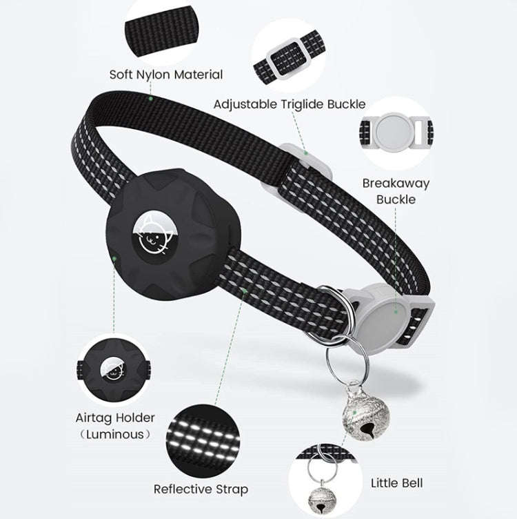 For AirTag 2nd Gen / AirTag 1st Gen Tracker Silicone Case Reflective Pet Cat Collar With Bell