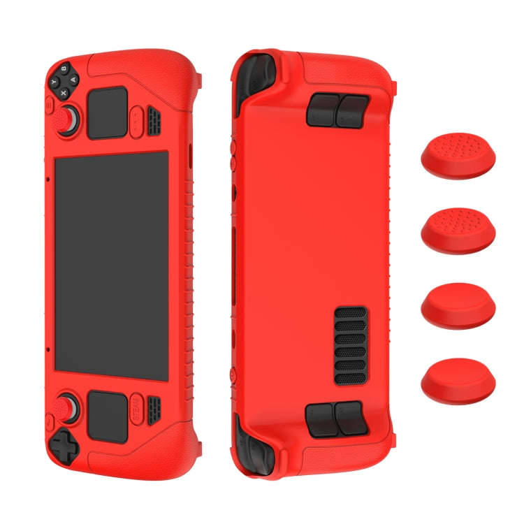 For Steam Deck Game Controller Soft Silicone Protective Cover Case With 4pcs Key Cap, SD001 (Blac...