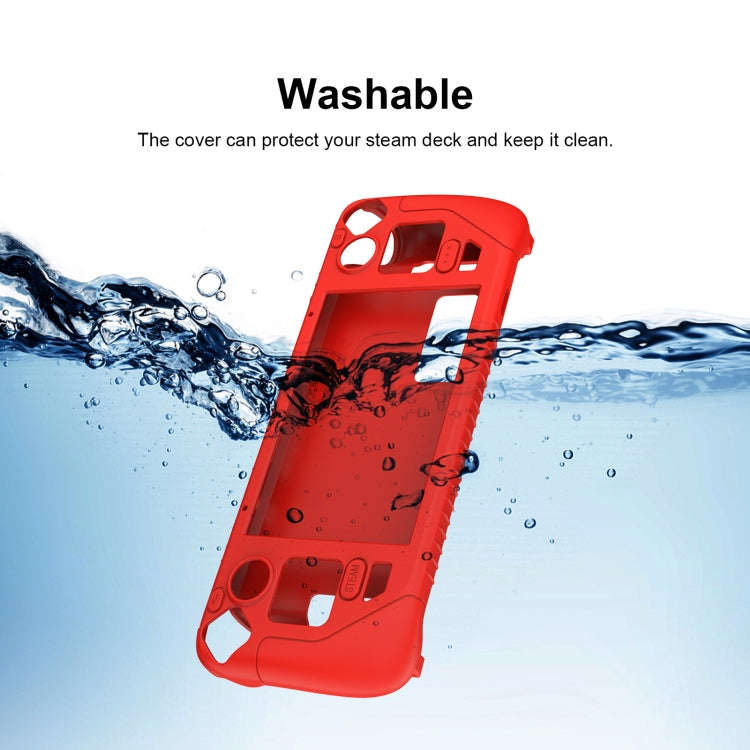 For Steam Deck Game Controller Soft Silicone Protective Cover Case With 4pcs Key Cap, SD001 (Blac...