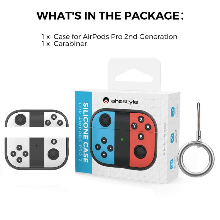 For AirPods Pro 2 AhaStyle PT-JY08 Split Silicone Cartoon Earphone Protective Case, JY08(Black An...