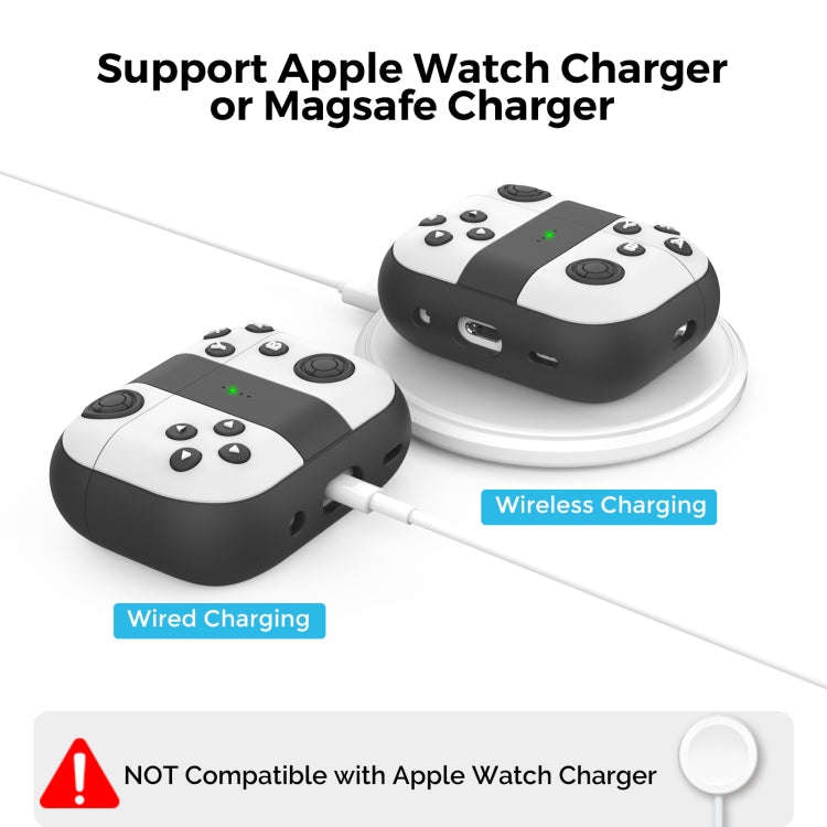 For AirPods Pro 2 AhaStyle PT-JY08 Split Silicone Cartoon Earphone Protective Case, JY08(Black An...