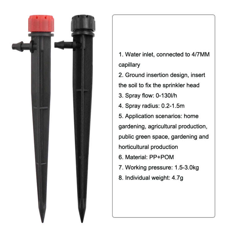 FH-118 13cm Adjustable 8 Holes Ground Plug Dripper Garden Irrigation System Watering Nozzle, Red ...