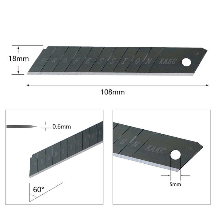 KAKC-18 Black Blade Cutter Blade 18mm Wall Cutter Blade, Specification:, 10pcs /Box, 100pcs /Box