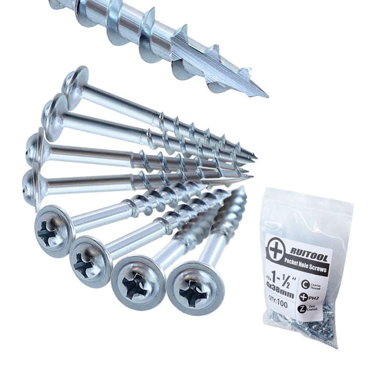 RUITOOL ST4 100pcs Woodworking Slant Hole Screws Half Tooth Self Tapping Phillips Bolt, 25mm, 32m...