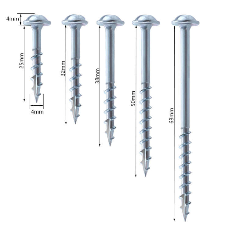RUITOOL ST4 100pcs Woodworking Slant Hole Screws Half Tooth Self Tapping Phillips Bolt, 25mm, 32m...