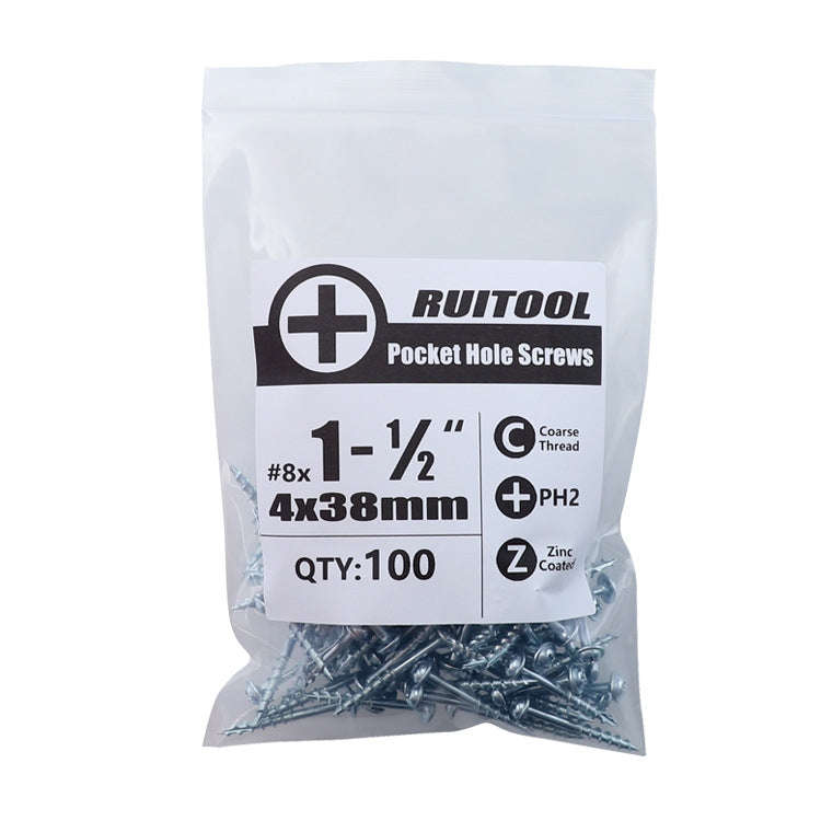 RUITOOL ST4 100pcs Woodworking Slant Hole Screws Half Tooth Self Tapping Phillips Bolt, 25mm, 32m...