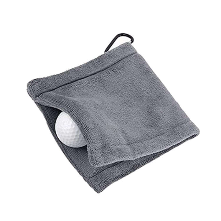 Microfiber Fleece Lining GOLF Ball Cleaning Towel with Carabiner Hook, Cleaning Towel Grey, Clean...