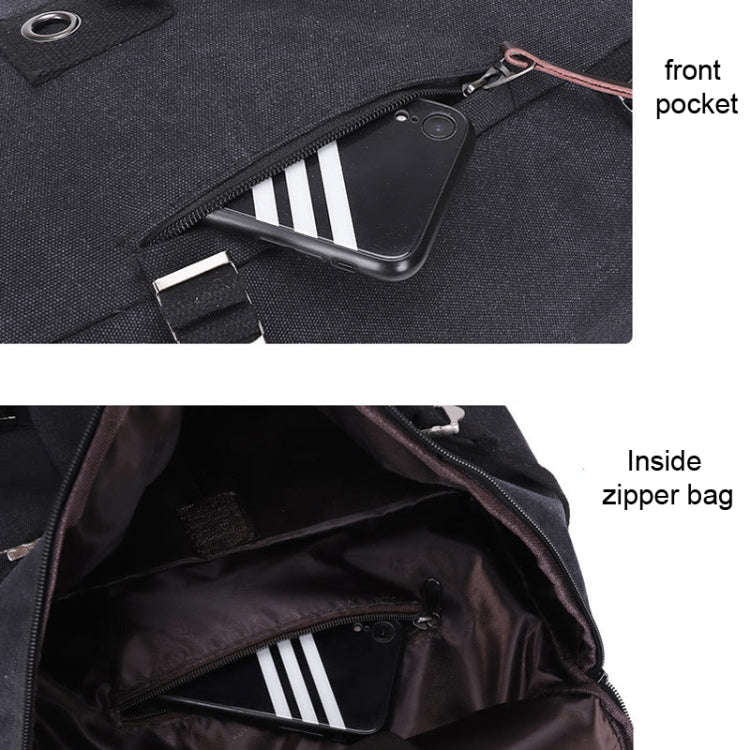 Outdoor Travel Man Canvas Double Shoulder Backpack Student Schoolbag
