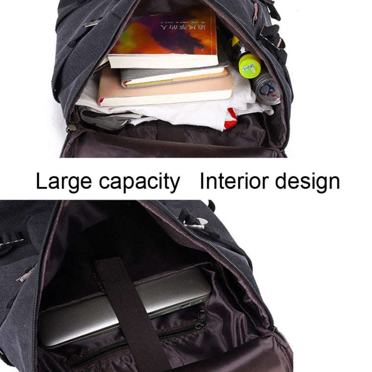 Outdoor Travel Man Canvas Double Shoulder Backpack Student Schoolbag