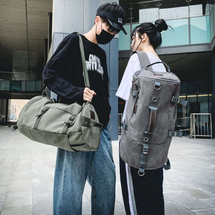 Outdoor Travel Man Canvas Double Shoulder Backpack Student Schoolbag