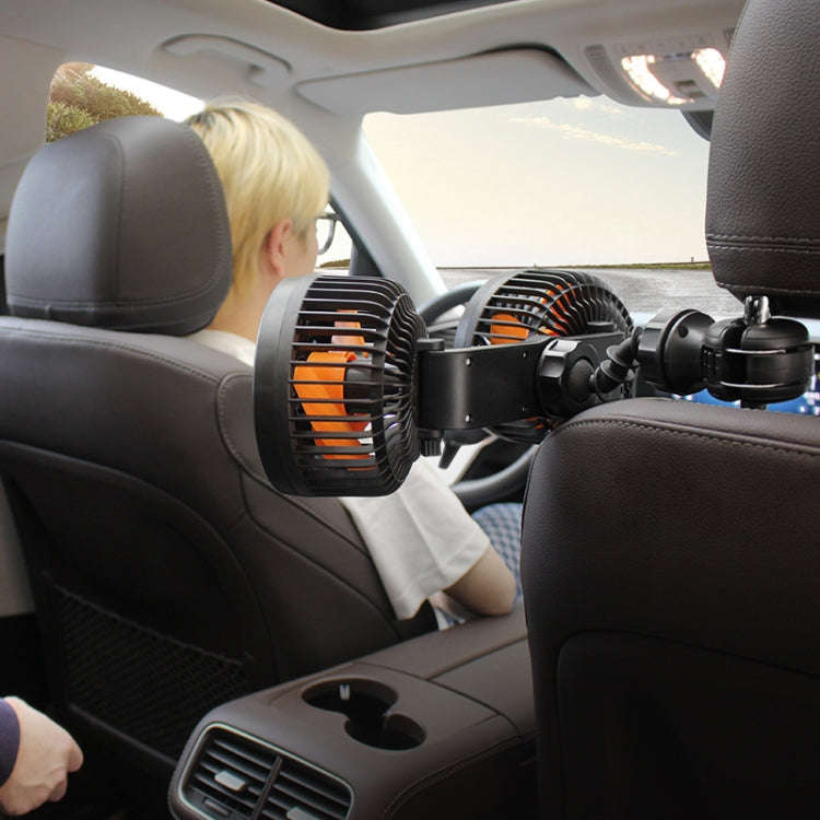 F6207 Car Rear Seat Zip Lock USB Double Head Fan, USB, Cigarette Lighter with USB