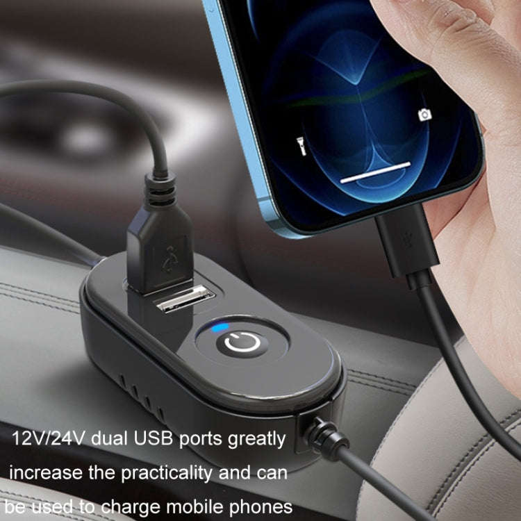 F6207 Car Rear Seat Zip Lock USB Double Head Fan, USB, Cigarette Lighter with USB