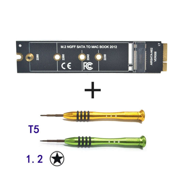 M.2 NGFF SATA To MAC SSD Adapter Riser Card For MacBook Air 2012 A1465 A1466, Long Type, With Scr...