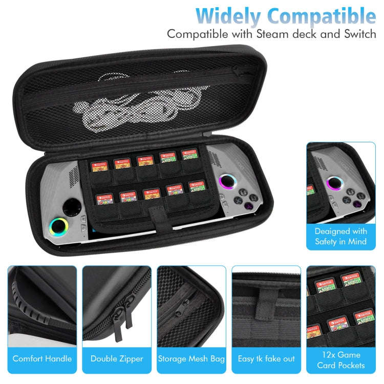 For ASUS ROG Ally Game Console EVA Leather Grain Handbag Clutch Protective Bag, Bag (Black), Bag ...