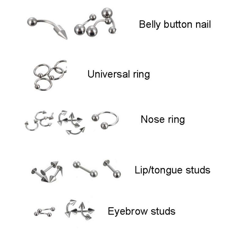 85pcs Piercing Jewelry Stainless Steel Lip Studs Eyebrow Studs Nose Studs