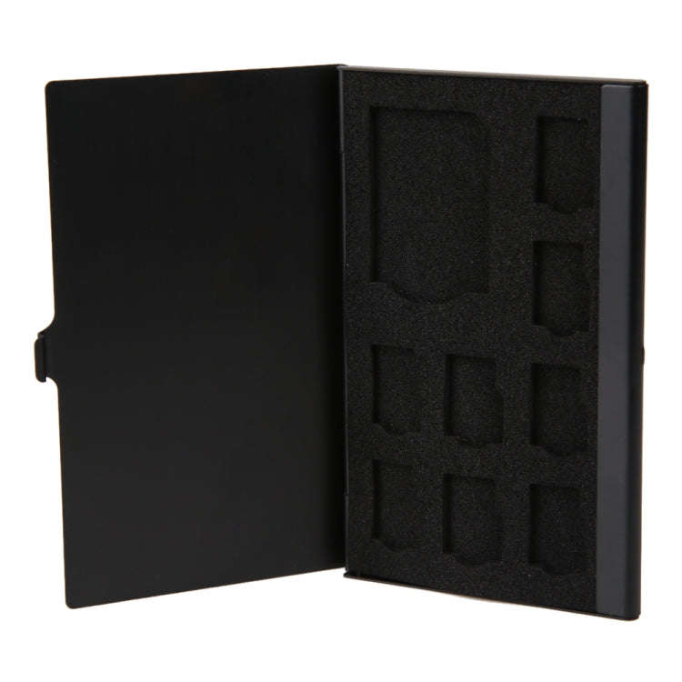 1SD+ 8TF  Aluminum Micro SD Cards Holder Pin Storage Box 9 solts for SD/ SIM/TF Memory Card, Blac...