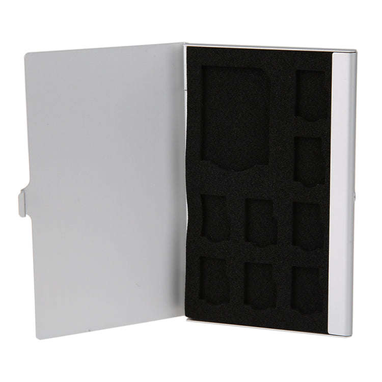 1SD+ 8TF  Aluminum Micro SD Cards Holder Pin Storage Box 9 solts for SD/ SIM/TF Memory Card, Blac...