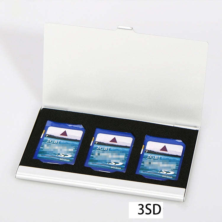 3SD Aluminum Alloy Memory Card Case Card Box Holders, Silver, Black