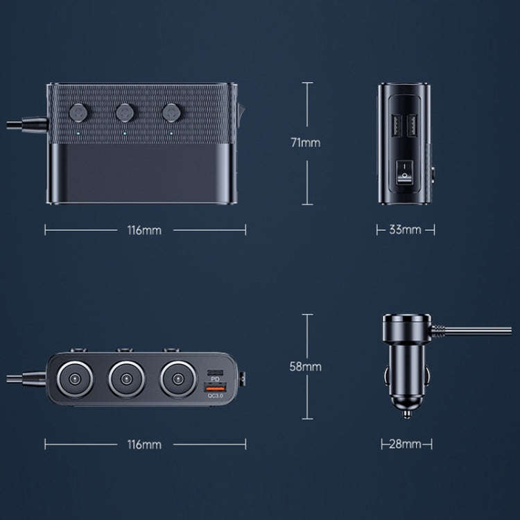 Car Cigarette Lighter USB3.0/PD Interface 127W Car Charger