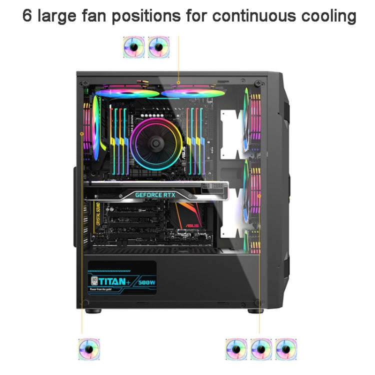 EVESKY Acrylic Side Transparent ATX Computer Case With 6 Fans Position And USB 3.0 Interface, Bla...