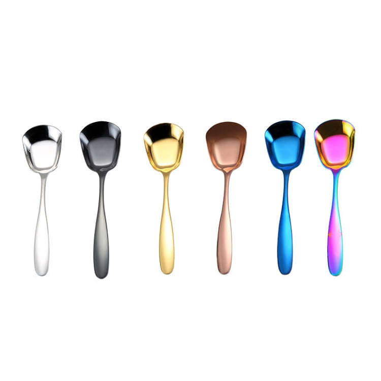 Small 304 Stainless Steel Spoon Glossy Thickened Flat Head Flat Bottom Serving Spoon, Stainless S...
