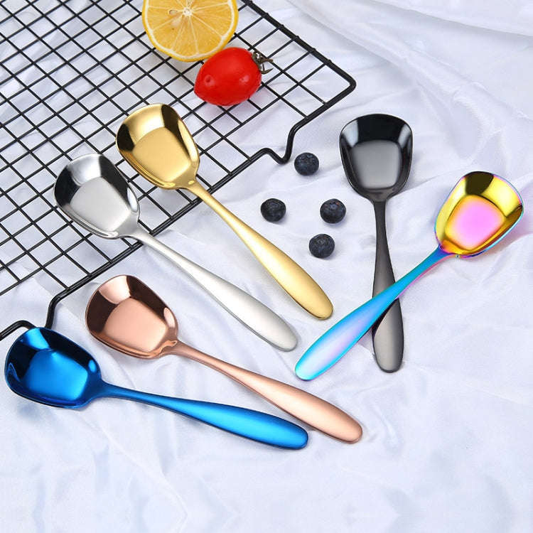 Small 304 Stainless Steel Spoon Glossy Thickened Flat Head Flat Bottom Serving Spoon, Stainless S...
