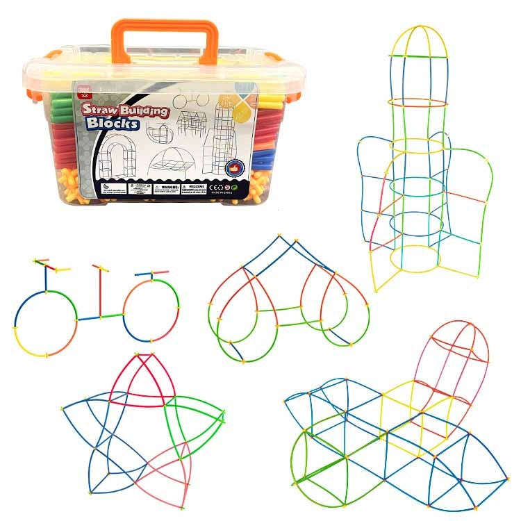 DIY Plastic 4D Straw Building Blocks Joint Funny Development Toys, 50pcs Pipe+50 Connectors, 100p...
