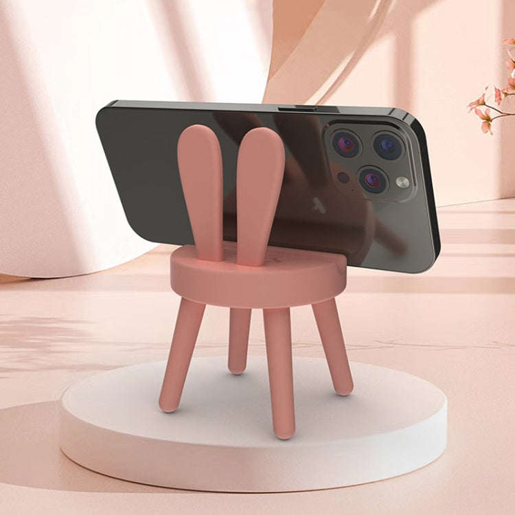 Cartoon Chair Shape Desktop Mobile Phone Holder Cute Mini Universal Phone Rack, Rabbit(Pink), Rab...