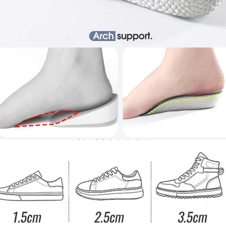 Insoles Light Weight Soft Elastic Arch Support Shoes Pads, 2.5CM Increase Height Men, 3.5CM Incre...