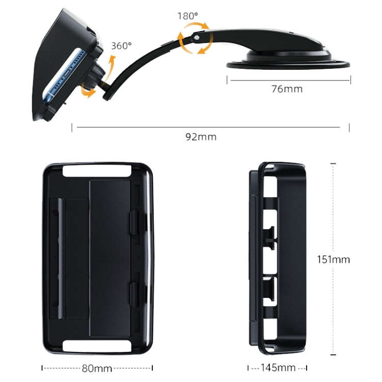 Car Suction Cup Dashboard Mobile Phone Holder with Sun Visor Folding Rotating Car Mount, Joint Mo...