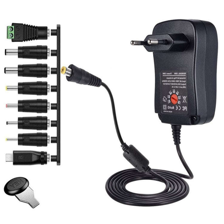 30W USB Interface Adjustable Power Adapter With Power Monitoring LED Light, US Plug, EU Plug, UK ...