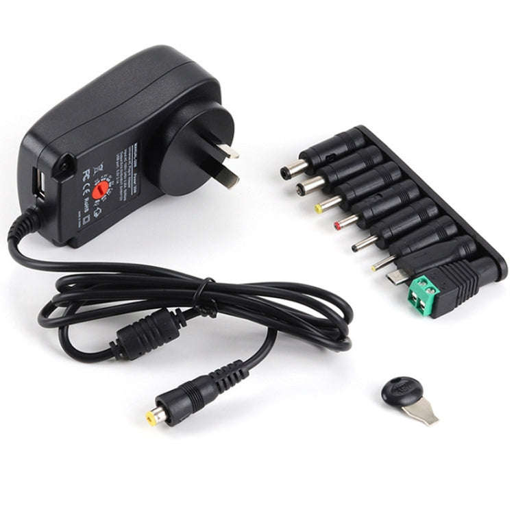 30W USB Interface Adjustable Power Adapter With Power Monitoring LED Light, US Plug, EU Plug, UK ...